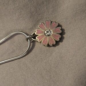Coach Pink Flower with Stone and Unbranded Silver Necklace NWOT